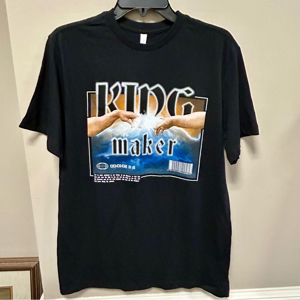 King Maker Sz M T Shirt Religious NWT Black & Blue